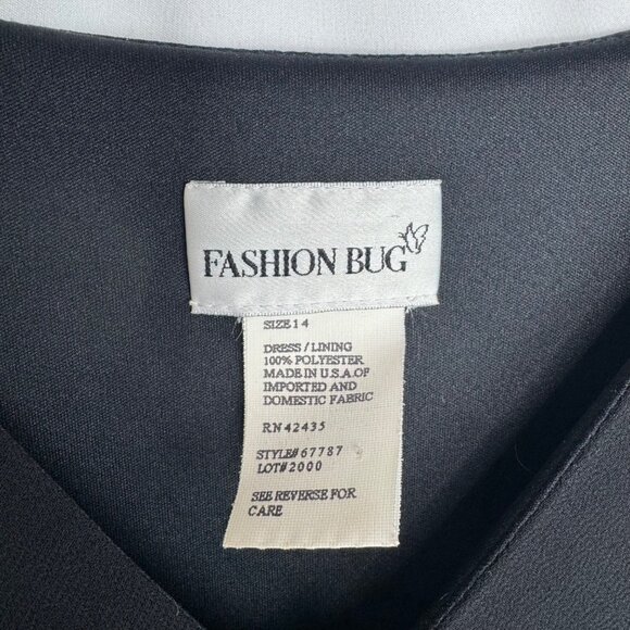 Vintage Fashion Bug Black Tiered Hem Short-Sleeve VNeck Dress Whimsigoth Size 14 - Picture 3 of 8